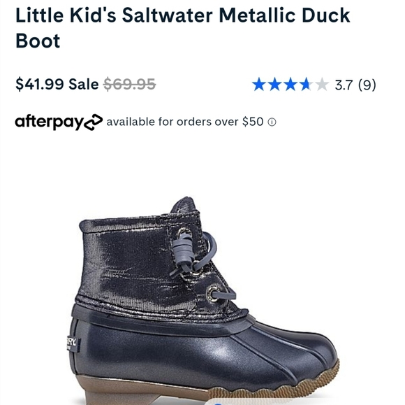 Sperry Duck Boots Sz 7 Girls Toddler Kids Metallic Blue - New - Picture 3 of 3